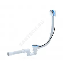 Слив-перелив для ванны плоский полуавтоматический (тросик) 1 1/2"x40 с гофрой 40х50 слив клапан, пробка D=46мм АНИ Пласт ЕМ701