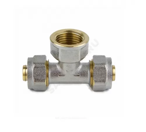 Тройник МП латунь никель обжим Дн 32х1"х32 ВР ГОСТ 32415-2013 7013 Aquasfera 7013-05