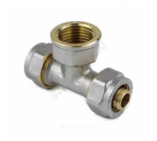 Тройник МП латунь никель обжим Дн 32х1"х32 ВР ГОСТ 32415-2013 7013 Aquasfera 7013-05