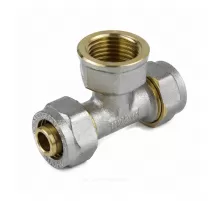 Тройник МП латунь никель обжим Дн 32х1"х32 ВР ГОСТ 32415-2013 7013 Aquasfera 7013-05