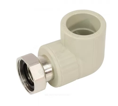 Угольник PP-R комбинированный серый Дн 32х1 1/4" с накидной гайкой VALFEX 10138132Г