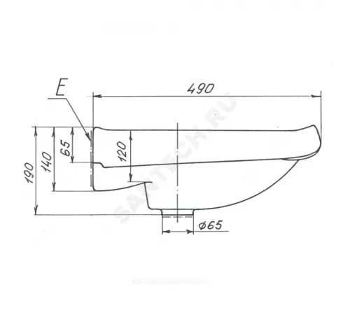 Умывальник подвесной Водолей 57 без отверстия под смеситель белый Лобненский стройфарфор 10/1/5/1-18