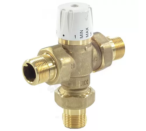 Клапан смесительный термостатический седельный латунь R156-2 Ду 15 Ру10 1/2" НР Kvs=1.3м3/ч Tн=30-65C Tmax=85С с защитой от ожога Giacomini R156Y223
