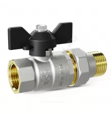 Кран шаровой латунь никель Pride Ду 15 Ру40 ВР/"американка" бабочка черная аналог 11б27п1 LD 47.15.В-ГШ.Б