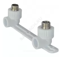 Планка PP-R монтажная белая Дн 20х1/2" Ру25 НР под смеситель с водорозетками RTP (РосТурПласт) 10703