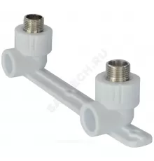 Планка PP-R монтажная белая Дн 20х1/2" Ру25 НР под смеситель с водорозетками RTP (РосТурПласт) 10703