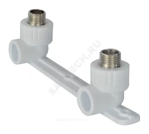 Планка PP-R монтажная белая Дн 20х1/2" Ру25 НР под смеситель с водорозетками RTP (РосТурПласт) 10703