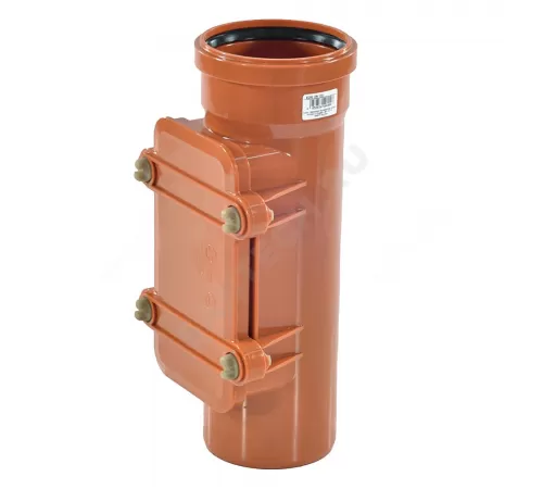 Ревизия НПВХ коричневая Дн 125 б/нап с прямоугольной крышкой KGRE Ostendorf 221600