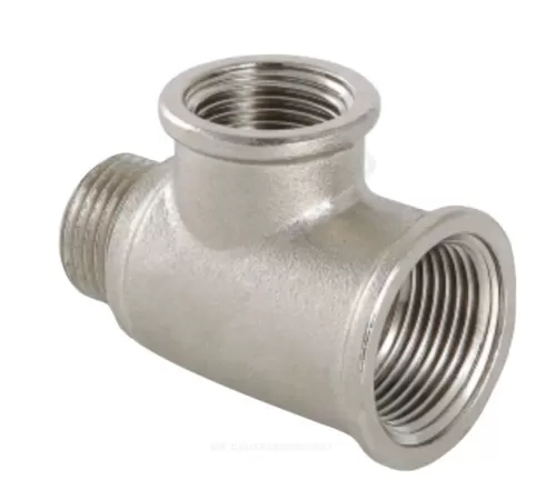 Тройник латунь никель переходной Ду 20х20х15 (3/4"х3/4"х1/2") ВР/ВР/НР VALFEX VF.134.N.034.034.012