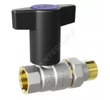 Кран шаровой латунь никель Pride Ду 20 Ру40 ВР/"американка" с Т-рукояткой красной/синей аналог 11б27п1 LD 47.348.20 RB