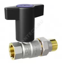 Кран шаровой латунь никель Pride Ду 20 Ру40 ВР/"американка" с Т-рукояткой красной/синей аналог 11б27п1 LD 47.348.20 RB