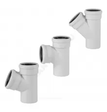 Тройник PP-MD переходной бесшумный светло-серый Skolan Safe SKEA Дн 90х58х45гр (DN90х50) б/нап в/к Ostendorf 334220