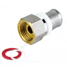 Соединитель МП латунь никель пресс Дн 16х1/2" под плоское уплотнение с накидной гайкой ГОСТ 32415-2013 8013 Aquasfera 8013-01