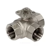 Кран шаровой латунь никель 3-ход AMZ-113R Ду 25 Ру40 ВР полнопроходной под эл/привод Ридан 082G5420R