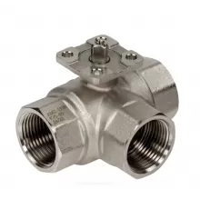 Кран шаровой латунь никель 3-ход AMZ-113R Ду 20 Ру40 ВР полнопроходной под эл/привод Ридан 082G5419R