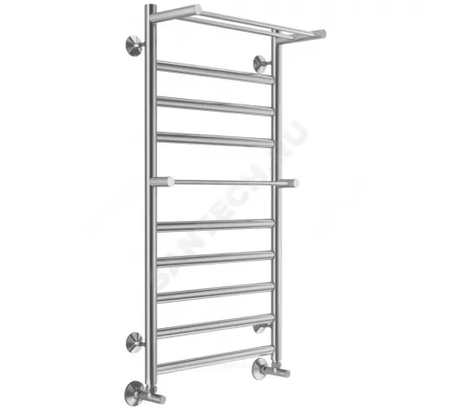 Полотенцесушитель водяной нерж сталь Лесенка (1/2") ВР с полочкой 500х1000мм 10П нижнее подключение Хендрикс Терминус 4670078529824