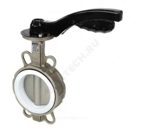 Затвор дисковый поворотный сталь нержавеющая Ду 80 Ру16 межфл с рукояткой диск нерж манжета PTFE Benarmo