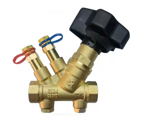 Клапан балансировочный ручной латунь MVT-R Ду 40 Rp1 1/2" Ру16 Тмакс=120 оС ВР Kvs=19.27м3/ч с измерительными ниппелями Ридан 003Z4045R