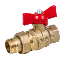 Кран шаровой латунь Стандарт Ду 15 Ру40 ВР/"американка" полнопроходной бабочка Dist 341Б