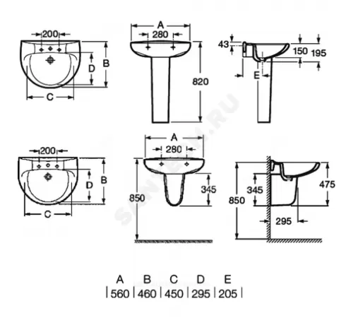 Умывальник подвесной Victoria 56 1 отверстие под смеситель по центру белый Roca 32739300Y