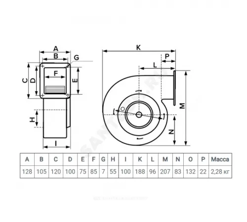 Вентилятор радиальный D132 128х120 серый ERA PRO ARGEST 120E 2K M