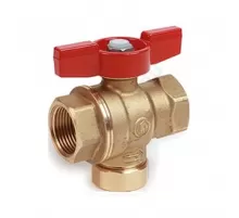 Кран-фильтр шаровой латунь Ду 25 ВР полнопроходной бабочка красная Giacomini R701FY025