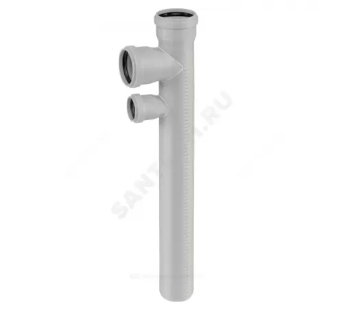 Крестовина PP-MD 2-уровневая бесшумная светло-серая Skolan Safe SKDDA Дн 90х90х58х87гр (DN90х90х50) б/нап в/к Ostendorf 334670