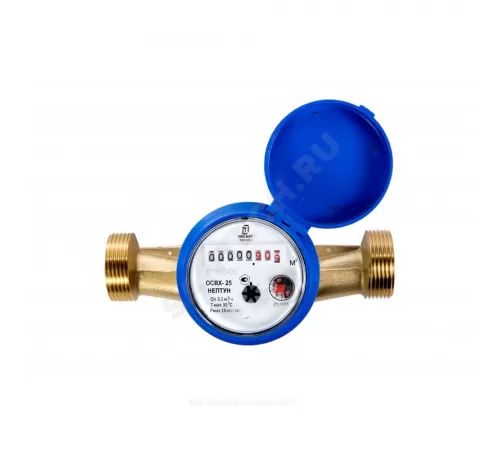 Счётчик х/в крыльчатый одноструйный Ду 25 Ру16 Qn=3,5 м3/ч 50С L=170мм резьба В/К ОСВХ исполнение "Нептун" Декаст 76-25-01