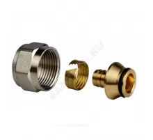 Переходник для PE-X/PE-RT труб обжим латунь Дн 16х2,2х1/2" под конус с накидной гайкой RTP (РосТурПласт) 29304