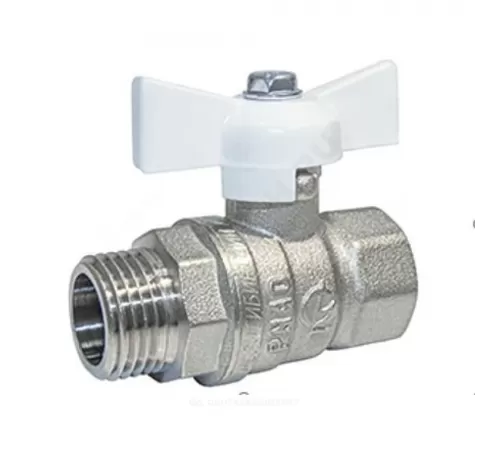 Кран шаровой латунь никель Стандарт 231 аналог 11б27п1 Ду 15 Ру40 ВР/НР бабочка ГАЛЛОП 113166