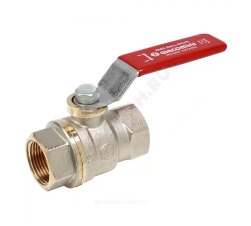 Кран шаровой DADO латунь никель R950 Ду 32 Ру35 ВР полнопроходной рычаг красный Giacomini R950X026