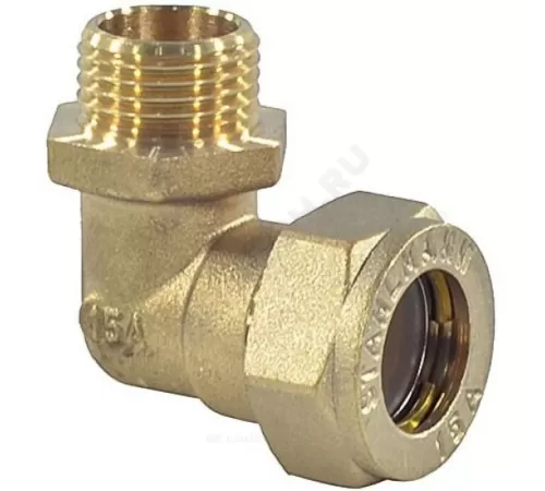 Угольник латунь 90гр 15Aх1/2" обжим/НР STAHLMANN SEML1501/2BEF