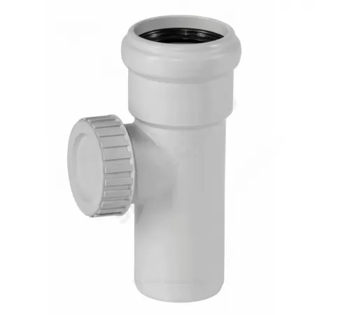 Ревизия PP-MD круглая крышка, резьбовая бесшумная светло-серая Skolan Safe SKRE Дн 90 (DN90) б/нап в/к Ostendorf 334600