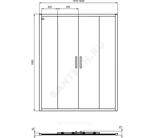 Дверь душевая CONNECT 2 1600х1950мм Ideal Standard K9282V3