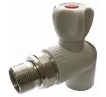 Кран шаровой PP-R серый Дн 25х3/4" НР угловой для радиатора RTP (РосТурПласт) 27862