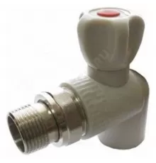 Кран шаровой PP-R серый Дн 20х1/2" НР угловой для радиатора RTP (РосТурПласт) 27828