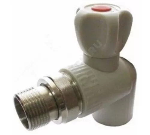Кран шаровой PP-R серый Дн 25х3/4" НР угловой для радиатора RTP (РосТурПласт) 27862
