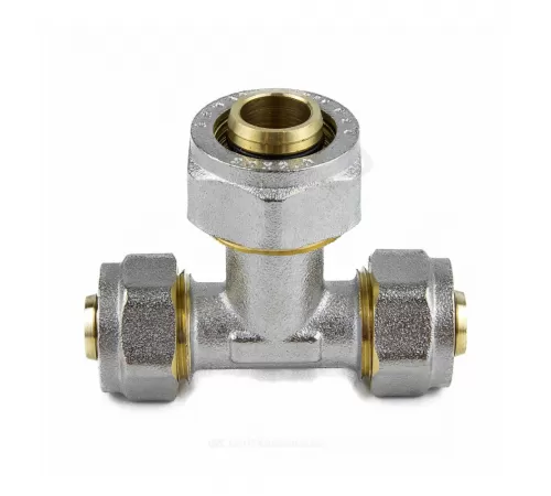 Тройник переходной МП латунь никель обжим Дн 26х20х26 ГОСТ 32415-2013 7012 Aquasfera 7012-06