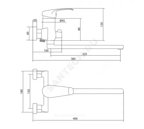 Смеситель для ванны с душем одноручный Город К-серия Славен СЛ-ОД-К31
