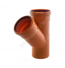 Тройник НПВХ коричневый Дн 110х110х45гр б/нап в/к Хемкор 2491088