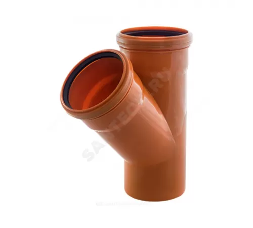 Тройник НПВХ коричневый Дн 160х160х87гр б/нап в/к Хемкор 2491093