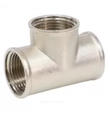 Тройник латунь никель Ду 15 (1/2") ВР/ВР VALFEX VF.130.N.012