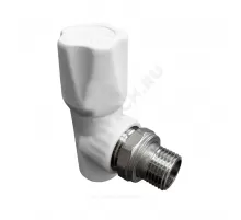 Клапан (вентиль) PP-R запорный белый Дн 20х1/2" Ру25 НР угловой для радиатора VALFEX 1014720012