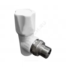 Клапан (вентиль) PP-R запорный белый Дн 25х3/4" Ру25 НР угловой для радиатора VALFEX 1014725034