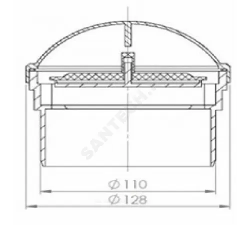 Клапан PP-H вакуумный серый Дн 110 б/нап Ostendorf 881790