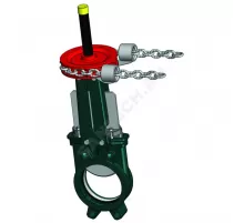 Задвижка шиберная односторонняя нерж VG6400-01MM Ду 150 Ру10 межфл со штурвалом с цепью уплотнение: металл Tecofi VG6400-01MM0150