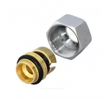 Переходник для МП/PE-X труб латунь обжим Дн 20х2,25х18 Ру10 база 18 мм с накидной гайкой R179AM Giacomini R179MX035