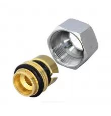 Переходник для МП/PE-X труб латунь обжим Дн 14х2,0х16 Ру10 база 16 мм с накидной гайкой R179AM Giacomini R179MX012