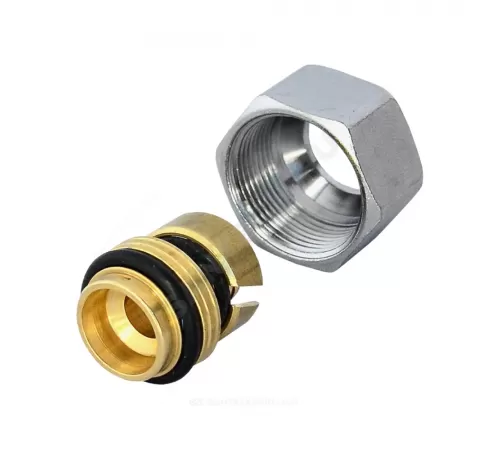 Переходник для МП/PE-X труб латунь обжим Дн 20х2,25х18 Ру10 база 18 мм с накидной гайкой R179AM Giacomini R179MX035