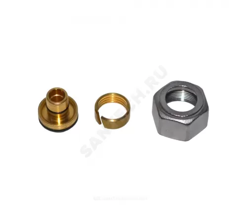 Переходник для МП/PE-X труб латунь обжим Дн 20х2,25х18 Ру10 база 18 мм с накидной гайкой R179AM Giacomini R179MX035